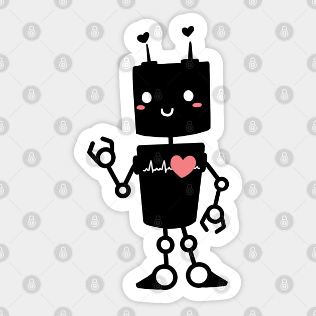 Lovebot black Sticker by Artbysusant 